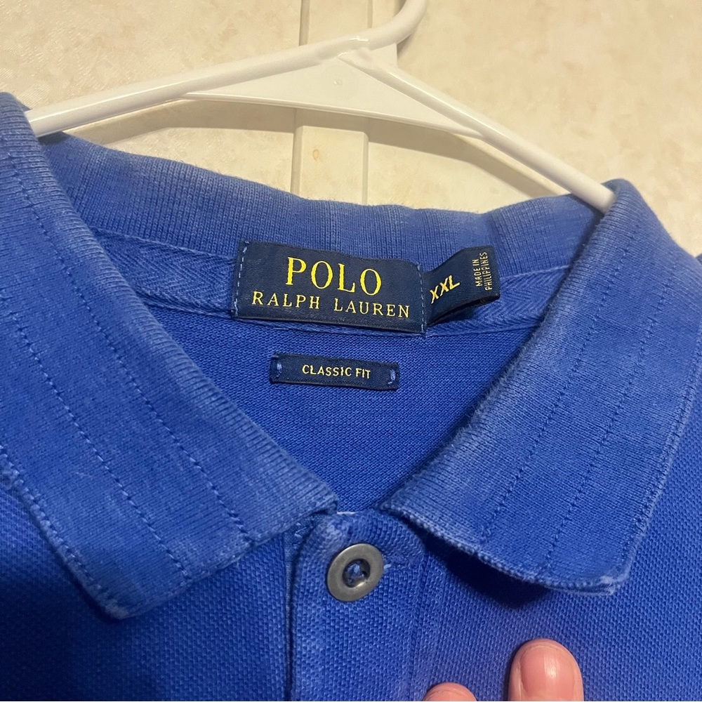 Ralph Lauren Blue Polo Shirt with Yellow Logo - Picture 3 of 9